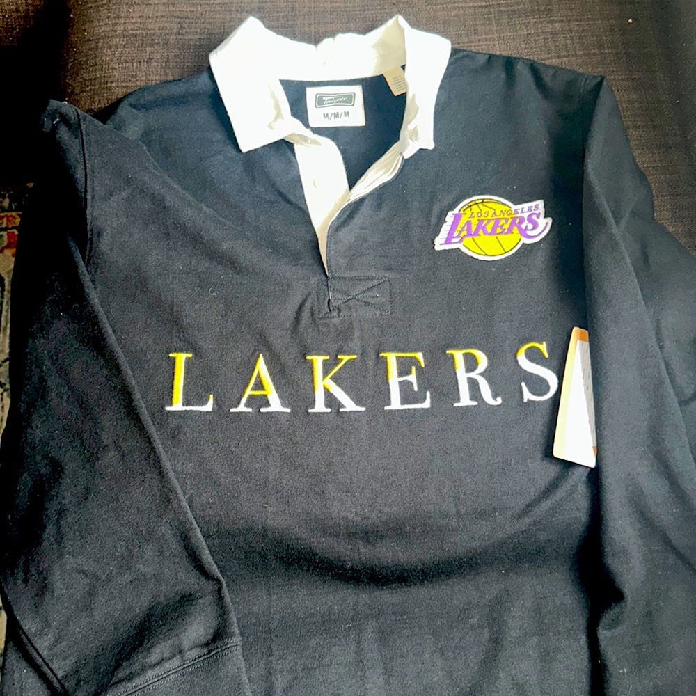Los Angeles Lakers Tailgate Rugby Polo Shirt Purple and Gold LA Kobe Size M